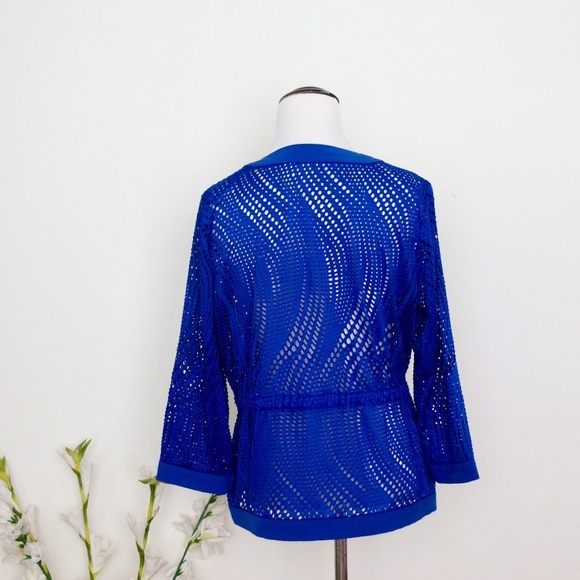 NEW! Zenergy by Chico's Blue Mesh Cardigan Jacket - Picture 4 of 8